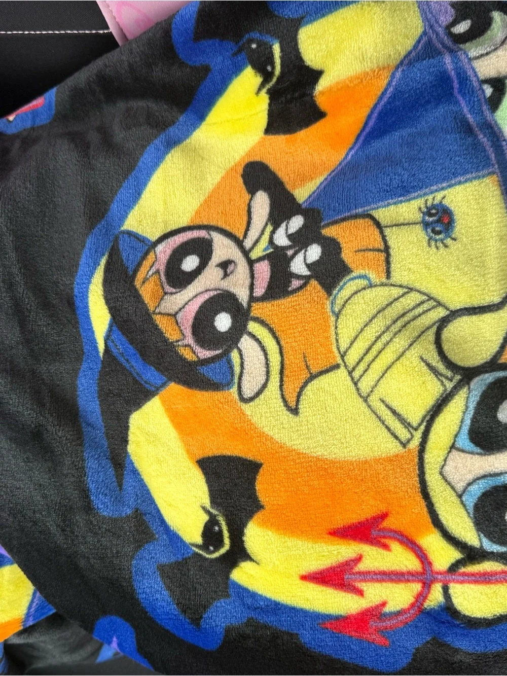 Cartoon Network Powerpuff Girls Black Yellow Blue Throw Blanket